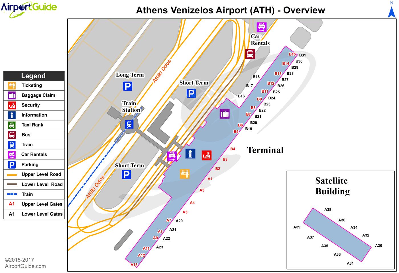 アテネ空港ターミナル地図 アテネ空港ゲートマップ ギリシャ