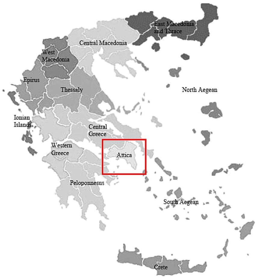 アッティカのギリシャの地図