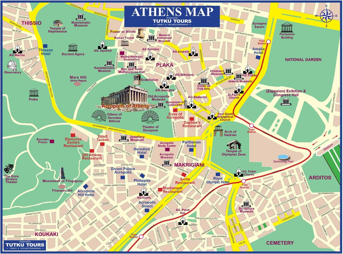 アテネギリシャの見所地図