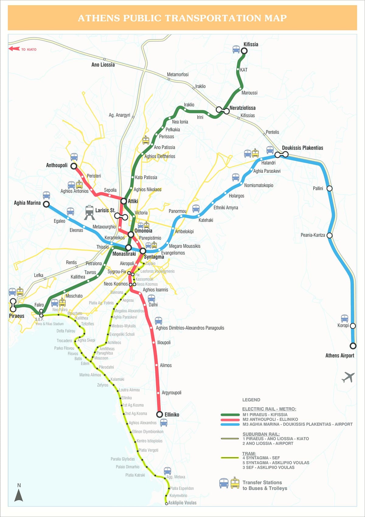 アテネ駅での地図