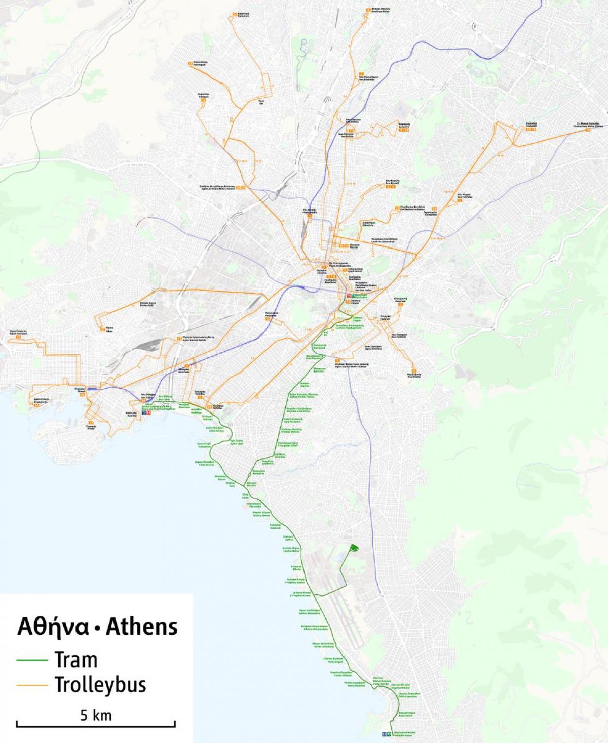 アテネtrolleybus路線図
