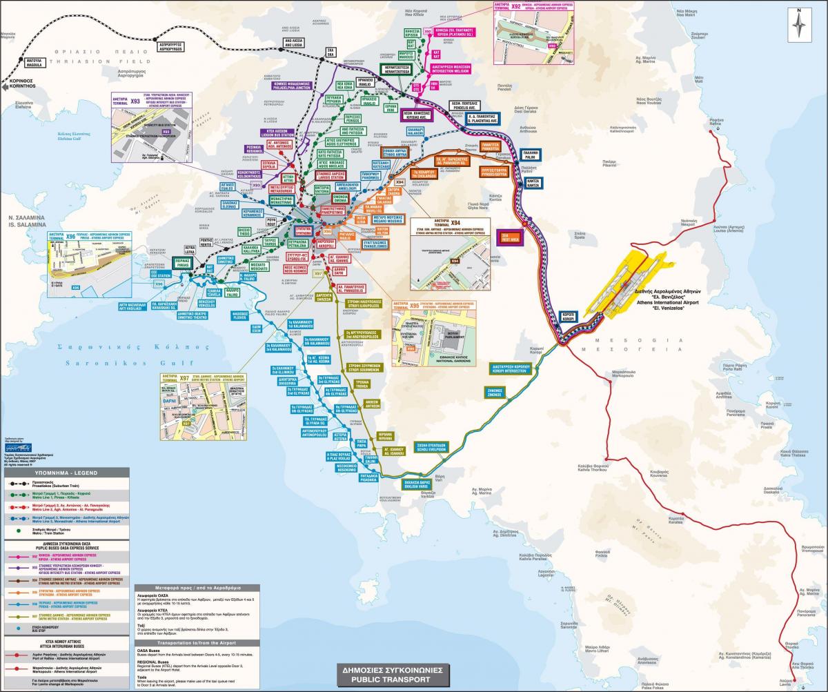 アテネギリシャのバス路線図