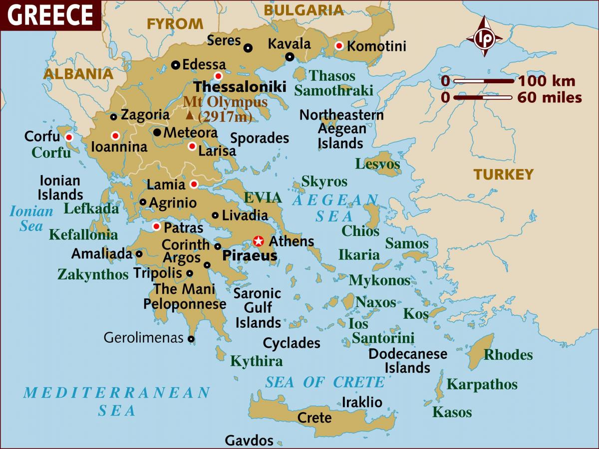 資本のギリシャの地図