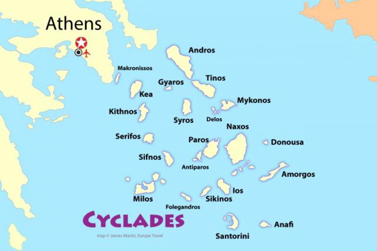 アテネ島の地図 