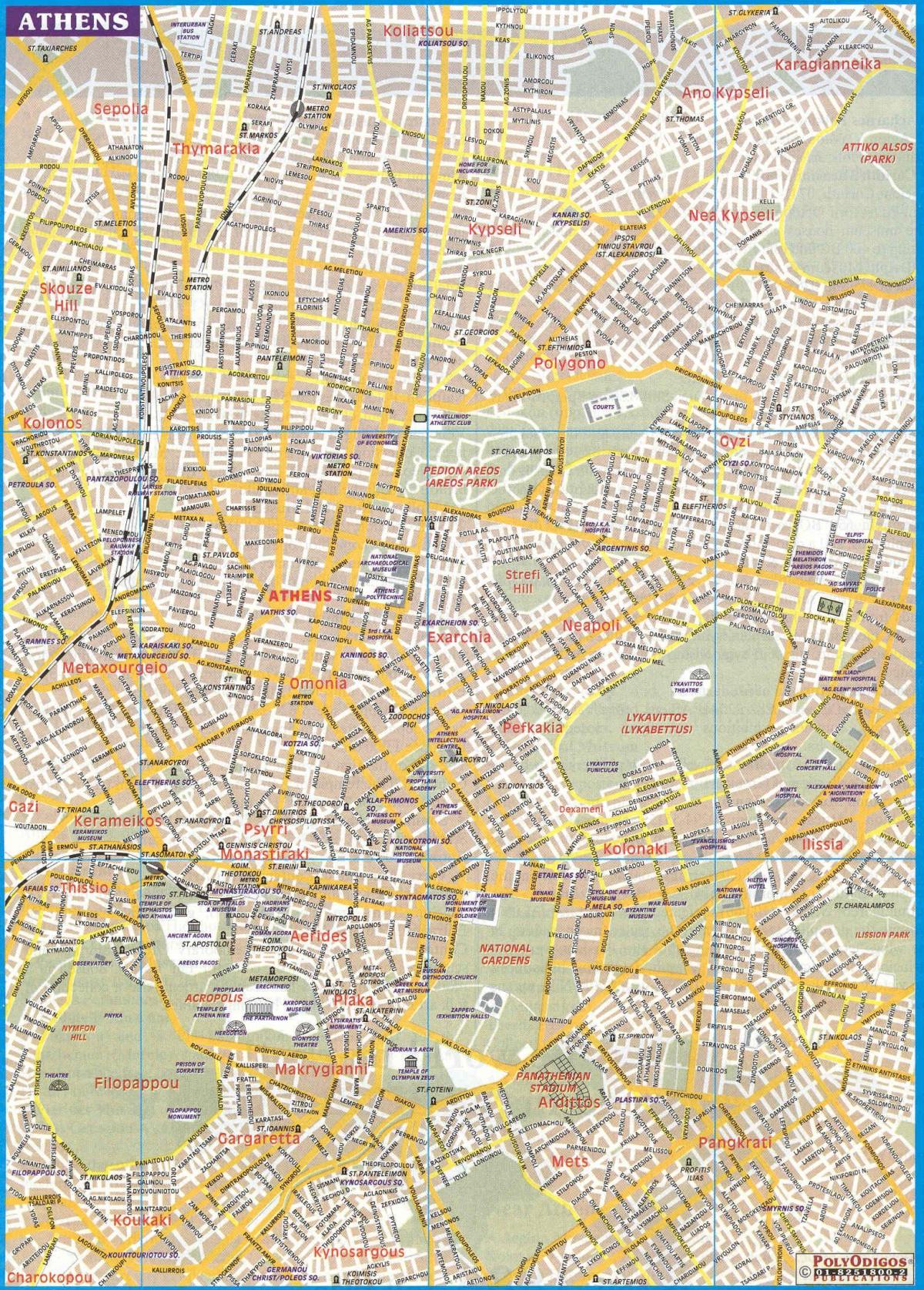 市内地図のアテネギリシャ