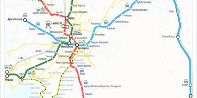 アテネ駅での地図