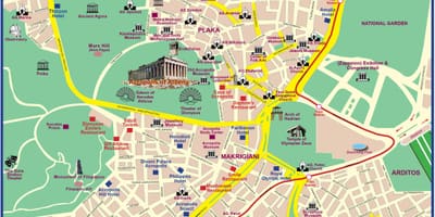 地図のアテネの遺跡