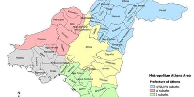 地図のアテネ周辺