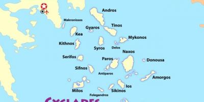 ギリシャの島々のアテネに近の地図
